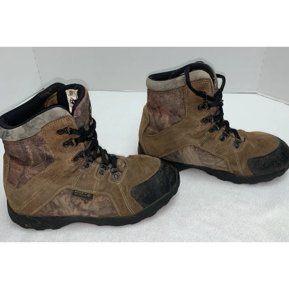 Rocky Gear Boots Youth Size 6 M Brown Camo Insulated Lace up READ